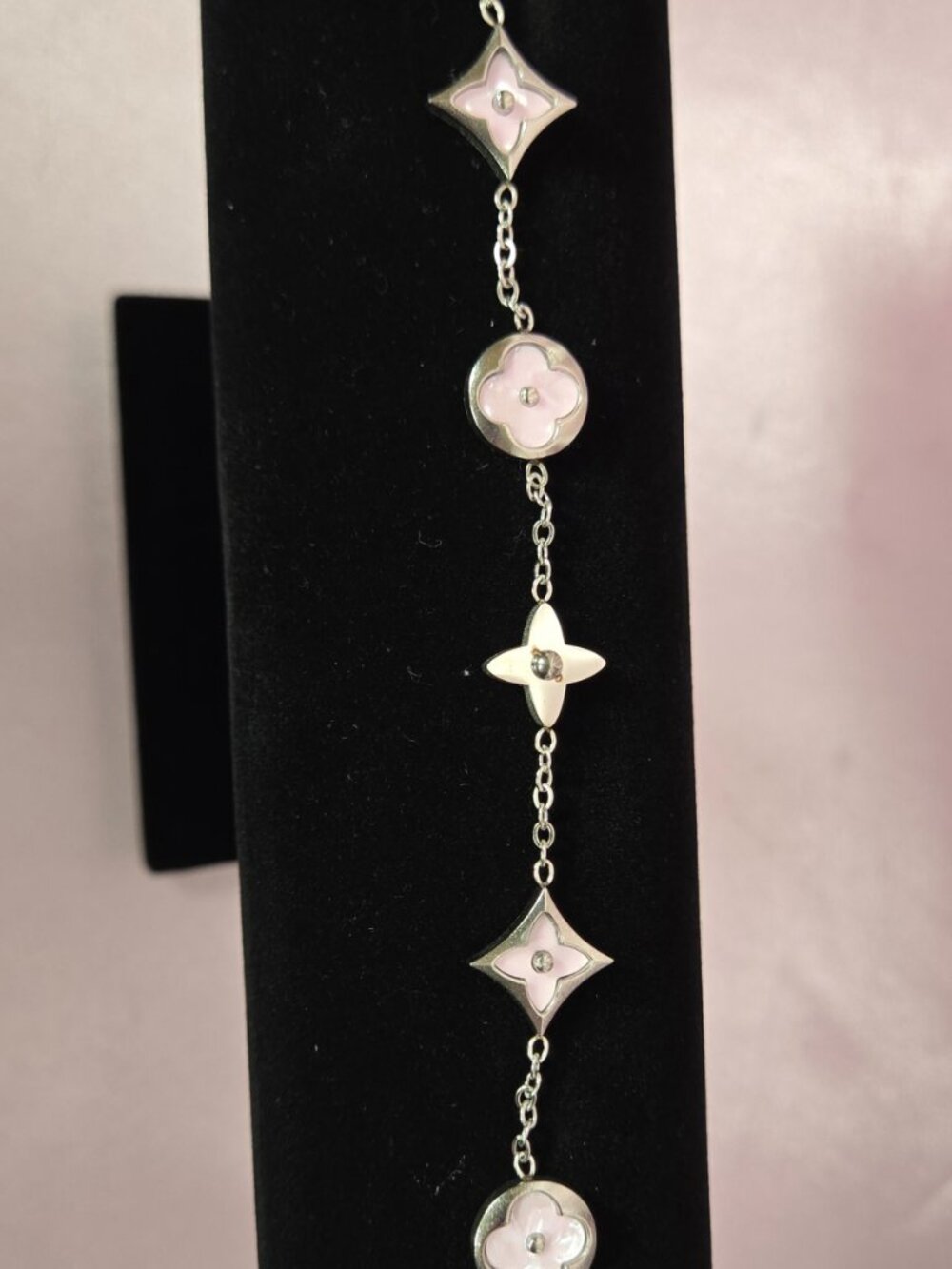 S925 Sterling Silver Lux Inspired Pink Floral Charm Bracelet